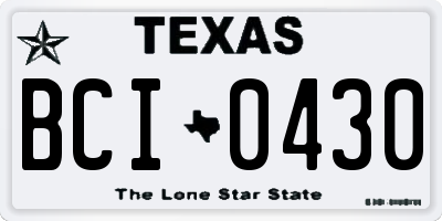 TX license plate BCI0430
