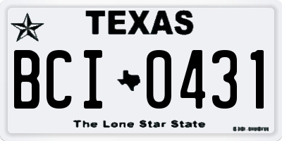 TX license plate BCI0431