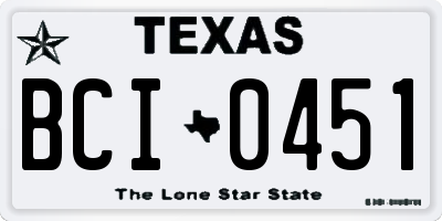 TX license plate BCI0451