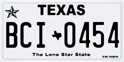 TX license plate BCI0454