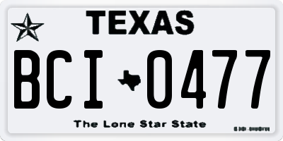 TX license plate BCI0477