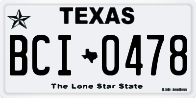 TX license plate BCI0478