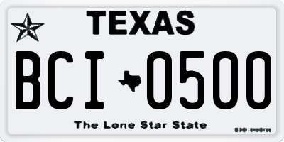 TX license plate BCI0500