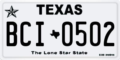 TX license plate BCI0502