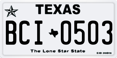 TX license plate BCI0503