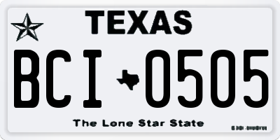 TX license plate BCI0505