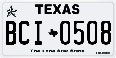 TX license plate BCI0508