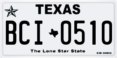 TX license plate BCI0510