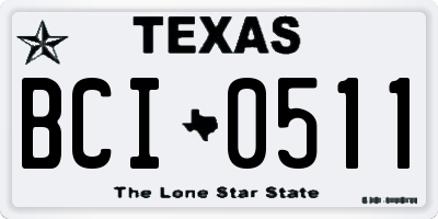 TX license plate BCI0511