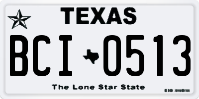 TX license plate BCI0513