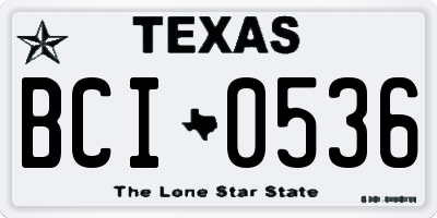 TX license plate BCI0536