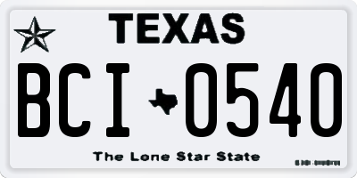 TX license plate BCI0540