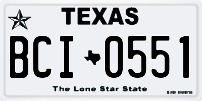 TX license plate BCI0551