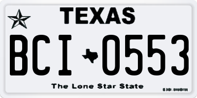 TX license plate BCI0553