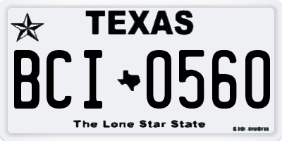 TX license plate BCI0560