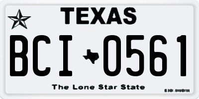 TX license plate BCI0561