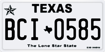TX license plate BCI0585