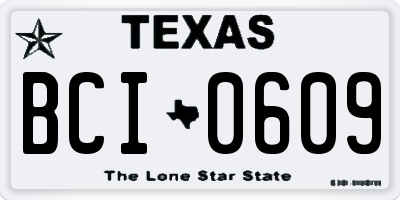 TX license plate BCI0609