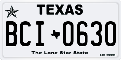 TX license plate BCI0630