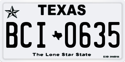 TX license plate BCI0635