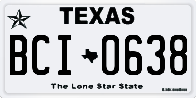 TX license plate BCI0638