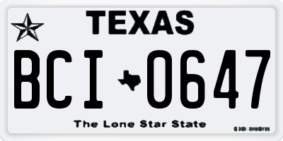TX license plate BCI0647