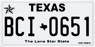 TX license plate BCI0651