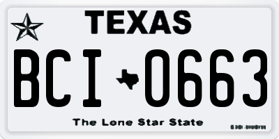 TX license plate BCI0663