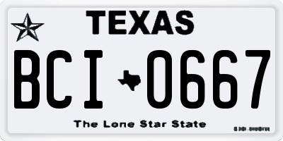 TX license plate BCI0667