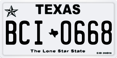 TX license plate BCI0668
