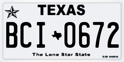 TX license plate BCI0672