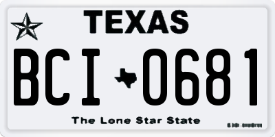 TX license plate BCI0681