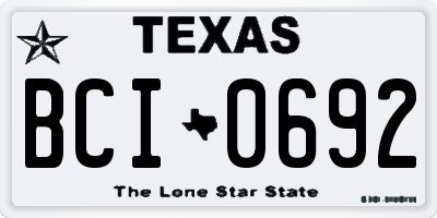 TX license plate BCI0692