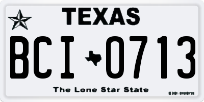 TX license plate BCI0713