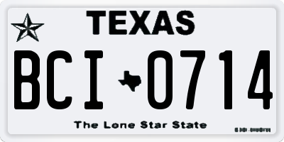TX license plate BCI0714