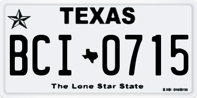 TX license plate BCI0715