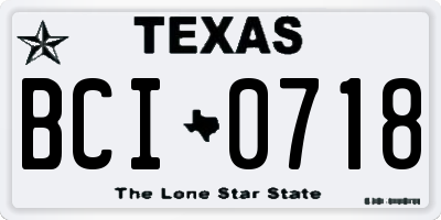 TX license plate BCI0718
