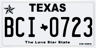 TX license plate BCI0723