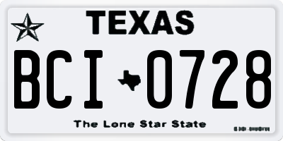 TX license plate BCI0728
