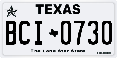 TX license plate BCI0730