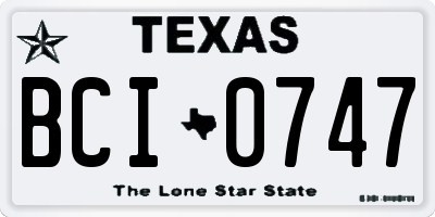 TX license plate BCI0747