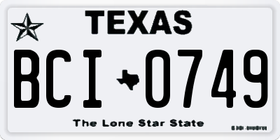 TX license plate BCI0749