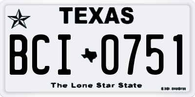 TX license plate BCI0751