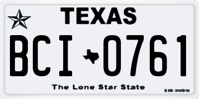 TX license plate BCI0761
