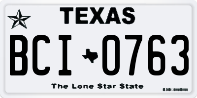 TX license plate BCI0763