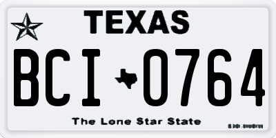 TX license plate BCI0764