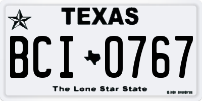 TX license plate BCI0767