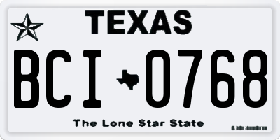 TX license plate BCI0768