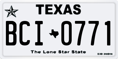 TX license plate BCI0771