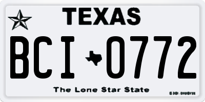 TX license plate BCI0772